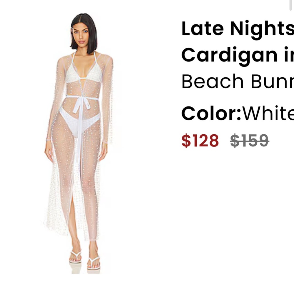 Late Nights Pearl Mesh Cardigan in White
Beach Bunny